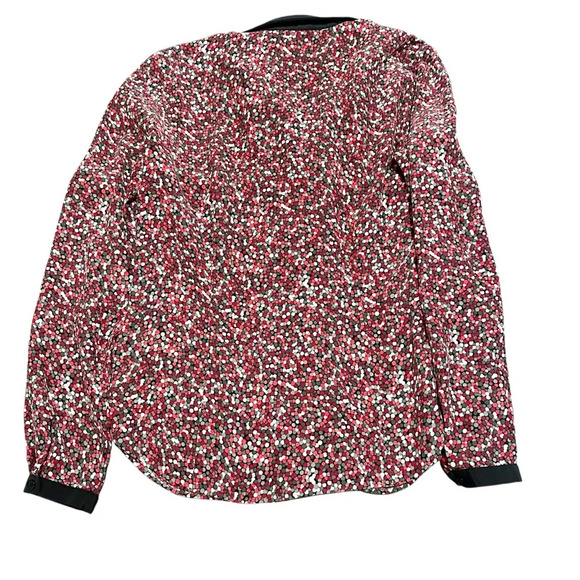Lafayette 148 100% Silk Dot Print Blouse In Black Red White Gray Sz 2 - Picture 2 of 14